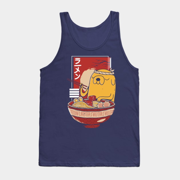 Adventure Time Jake the Dog enjoying a bowl of Ramen Noodles Tank Top by A Comic Wizard